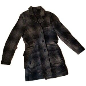Mackage Womens Peacoat Size 38 Gray/Blk  Button Down Wool Coat